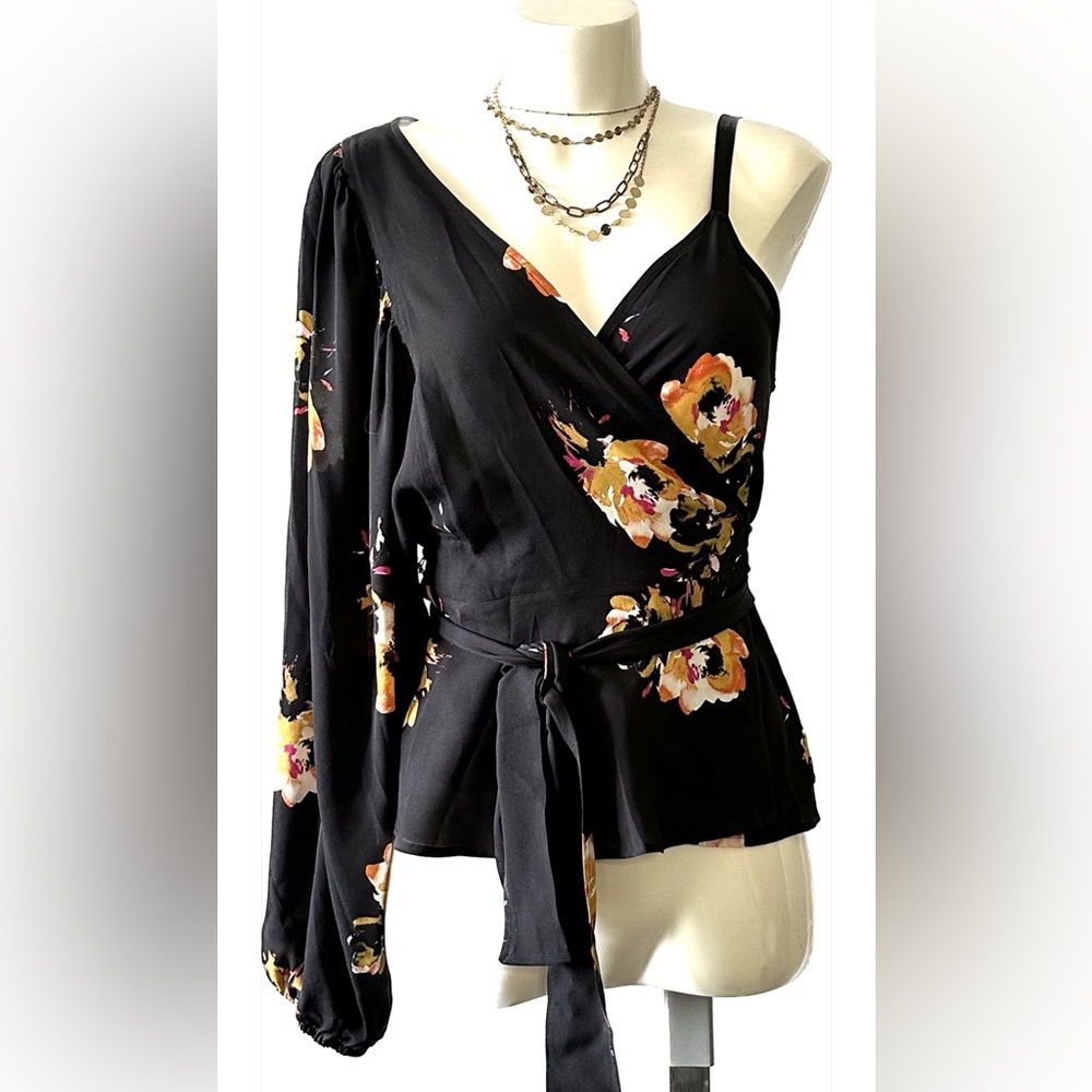 Silk Unique Asymmetrical Wrap Blouse